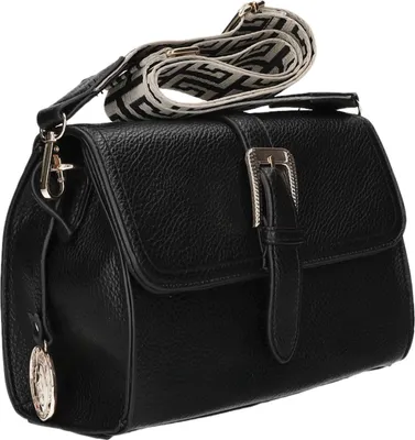 Produktbild von Kleine Abendtasche Schwarz aus glattem Kunstleder mit Magnetknopf 22x16x7 cm (BxHxT)