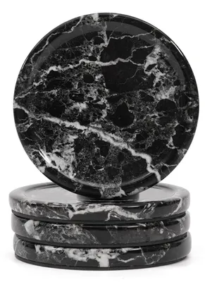 Produktbild von Set aus 4 schwarzen Marmoruntersetzern - Rund - 10 cm - Dekorativ und langlebig
