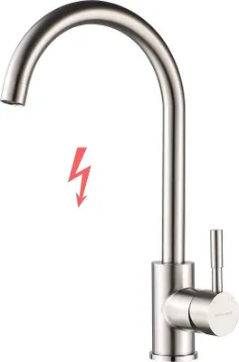 Produktbild von Unyqoos® Niederdruck-Küchenarmatur 360° drehbar, gebürstetes Nickel (Edelstahl), Einhebel, 3 Anschlussschläuche – nur für Untertischboiler