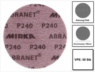 Zdjęcie produktu dla Mirka ABRANET tarcze szlifierskie Grip 150mm P240 50 szt. ( 5424105025 )
