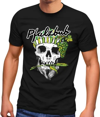 Produktbild von Herren T-Shirt Pfalzbub Pfälzer Wein Skull Totenkopf Printshirt Fashion Streetstyle Neverless®  schwarz XS