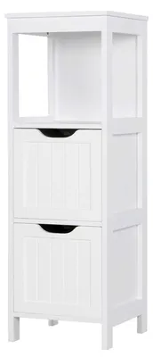 Produktbild von Yaheetech Badezimmerschrank Badkommode mit 2 Schubladen & Regal, Weiß