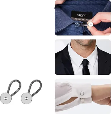 Produktbild von INF 2er-Pack Taillenverlängerungen mit Knöpfen für Jeans – Hosenverlängerungsknöpfe ohne Nähen Silber 15 mm