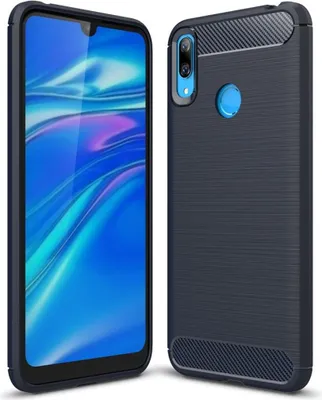 Produktbild von Schutzhülle Handyhülle für Huawei Y7 (2019) Case Cover Carbon Optik Blau