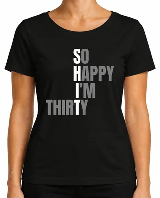 Immagine prodotto di 30° Compleanno Saying So Happy Im Thirty Regalo divertente Maglietta da donna Thirty, nero, XL