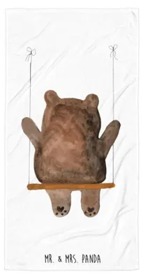 Produktbild von Mr. & Mrs. Panda Handtuch Bär Schaukel - Weiß - Geschenk, Duschtuch, Badehandtuch, Duschhandtuch, Teddy, Großes, Reisehandtuch