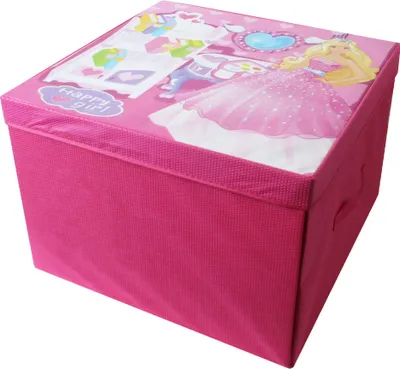 Produktbild von TE-Trend Faltbare Spielbox Spieltruhe Ordnungsbox Aufbewahrung Deckel Spieldecke Puppenstube Kinder Mädchen Utensilien Baby Pink Rosa Mehrfarbig