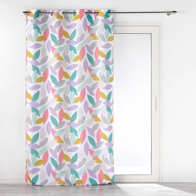 Image de Rideau à 8 oeillets "Fantasia" à imprimé feuilles - Multicolore - 140 x 260 cm