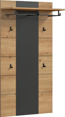 Produktbild von Garderobenpaneel >Canu< in Basalt Grau / Artisan - 141x80x29cm (BxHxT)