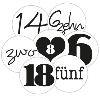 Produktbild von 2 Bögen Adventskalenderzahlen - Frau Wundervoll, schwarz-weiß -