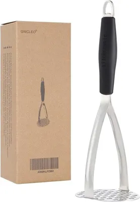 Productafbeelding van Aardappelstampers handmatig - dik roestvrij staal - siliconen handgrepen - ideaal voor aardappelpuree