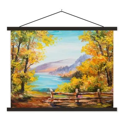 Produktbild von MuchoWow® Textilposter Malerei - Ölgemälde - Pflanzen - Natur 150x113 cm mit holzfarbenen Rahmen - Poster