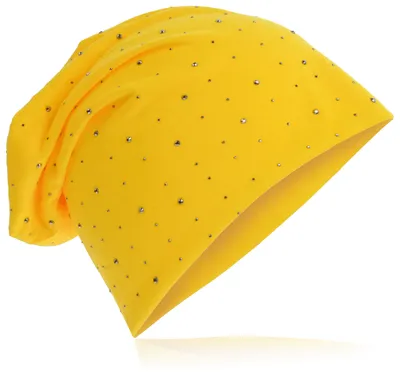 Produktbild von Beanie Muetze Strass Nieten Gelb
