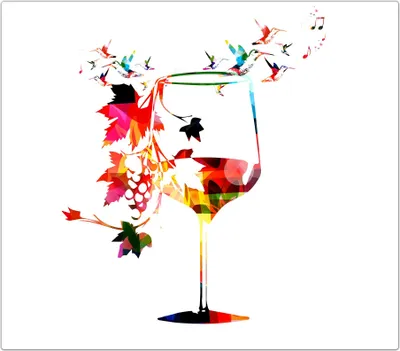 Produktbild von Spritzschutz Herdabdeckplatte Schneidebrett aus Glas Buntes Weinglas 1-Teilig (60x52cm)