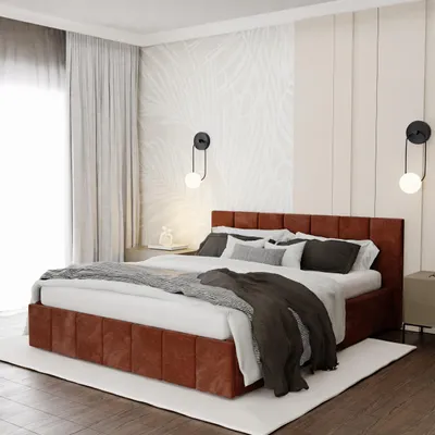 Produktbild von Muralo PREMIUM POLSTERBETT für Schlafzimmer Polsterbett mit Bettkasten und Gasdruckfeder Bett mit Polsterkopfteil Doppelbett 160x200 Bett mit Stauraum Honigfarbe