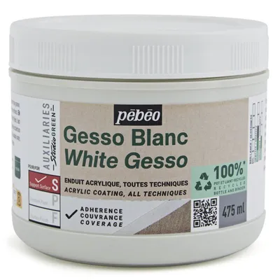 Produktbild von Pebeo Studio Green Gesso, Weiß, 475 ml