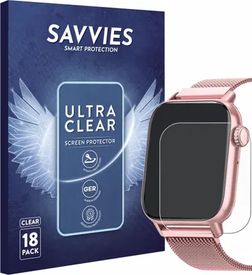 Produktbild von 18x Für Sanorum Smartwatch 1.85" Schutzfolie Savvies Displayschutz Display Schutz Folie Klar Transparent