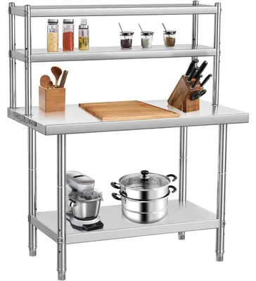 Produktbild von Werkbank – Edelstahl-Werkbank für Küche und Garage mit verstellbaren Ablagen und Füßen – 91 x 61 cm