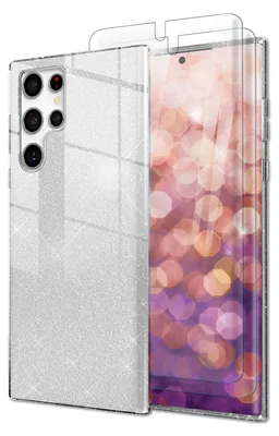 Image de Housse hybride pailletée pour Samsung Galaxy S23 Ultra, 2x protection d'écran Argent
