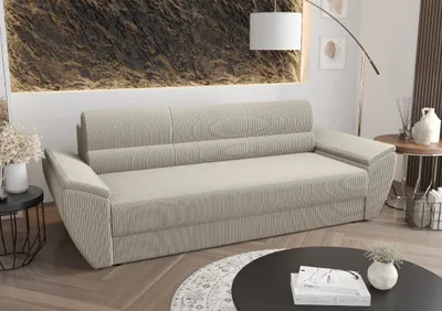 Produktbild von Roe Furniture | Schlafsofa - REBI BIS - 240x78 cm - Beige - Funktional mit Bettkasten und Schlaffunktion - Sofa - Sofabett