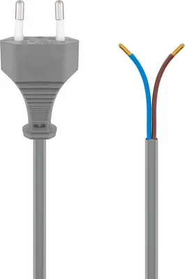 Image de Goobay 51346 Câble Euro à confectionner, 1,5 m, gris, gris - fiche Euro (type C, CEE 7/16) > extrémités de câble libres