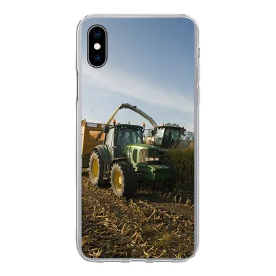 Produktbild von MuchoWow® Handyhülle Schutzhülle Hülle für iPhone Xs Traktor - Anhänger - Mais - Grün - Landleben Silikon Softcase Handy Hülle - Handytasche