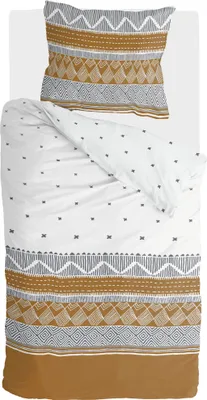 Produktbild von Walra Bettwäsche Ikat Dreams Weiß / Cognac - 155x220 cm