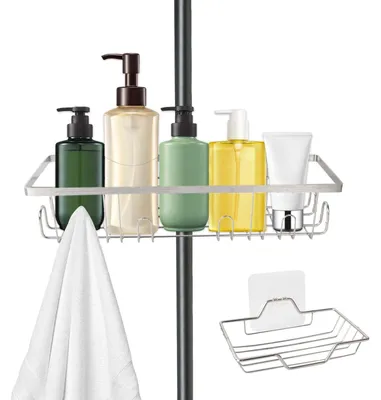 Produktbild von Wandablage für die Dusche, ohne Bohren, mit Seifenschale aus Edelstahl