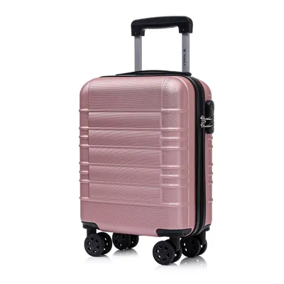 Produktbild von Koffer Trolley Reisekoffer Suitcase, Rollkoffer Handgepäck ,mit 4 Rollen360°, Hartschalenreisekoffer, Zahlenschloss, Weicher Gummigriff (S,Roségold)