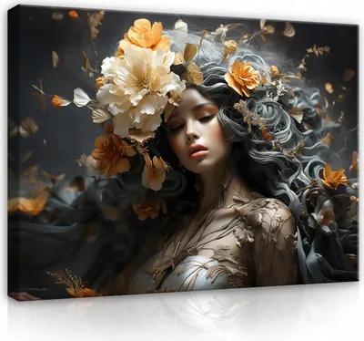 Zdjęcie produktu dla Obraz na płótnie abstrakcyjny kobieta kwiaty 120x80 cm XXL nowoczesny obraz na płótnie obrazy na płótnie obrazy na ścianę salon sypialnia