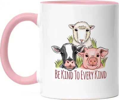 Produktbild von Be Kind To Every Kind Tasse Rosa Vegan Vegetarier Plant-Based Geschenkidee Tierwohl Tierleid