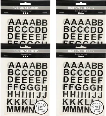 Obrázok produktu pre 4 čierne písmená a číslice Textilné transferové listy 12 x 15 cm