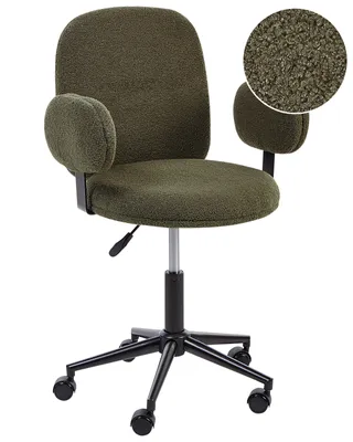 Produktbild von BELIANI Bürostuhl Dunkelgrün Bouclé-Stoffbezug Höhenverstellbar Drehbar mit Sicherheitsrollen Armlehnen hohe Rückenlehne für Home Office Büro