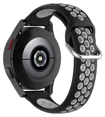 Produktbild von By Qubix Silikon-Sportarmband mit Schnalle - Schwarz + Grau - passend für Samsung Galaxy Watch 3 - 41 mm