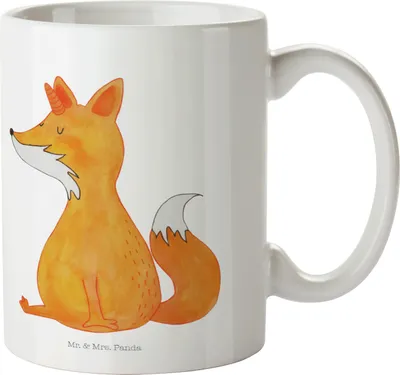 Produktbild von Mr. & Mrs. Panda Kinderbecher Einhorn Fuchs - Weiß - Geschenk, Kindergarten Tasse, Unicorn, Einhörner, Pott, Unicorns, Fuchshörnchen, Füchse, Trinklernbecher, Kindertasse
