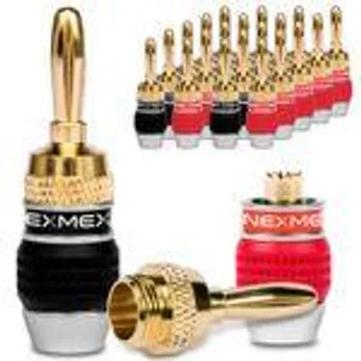 Produktbild von Bananenstecker 22 Stück NEXMEX High End 24K vergoldet Stecker für Kabel bis 6mm²