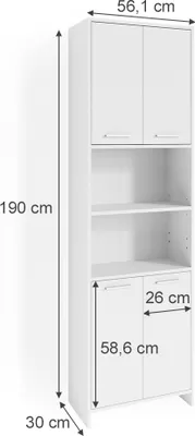 Produktbild von Badschrank Vicco Maris Weiß 56.1 x 190 cm Toilettenschrank, Model 35082