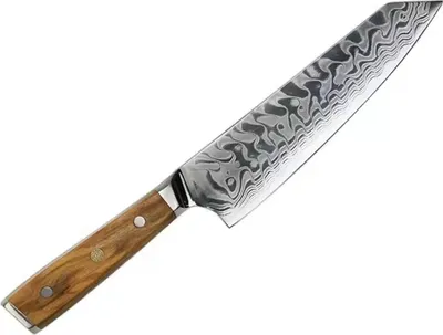 Produktbild von Damast Küchenmesser YU-37490 - Kiritsuke / Braun KP37490