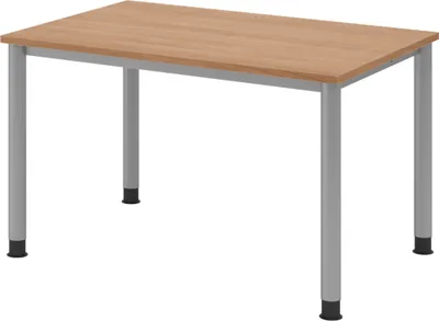 Produktbild von bümö Schreibtisch Serie-H - Gestell: Silber, Größe:  120 x 80 cm, Nachbildung: Nussbaum
