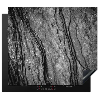 Produktbild von KitchenYeah© Herdabdeckplatte Granit - Stein - Schwarz - Weiß , 57x51cm, Küche Deko, Glaskeramikkochfeld Herdabdeckung, Abdeckplatte fùr Kochfeld