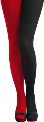 Produktbild von Oblique Unique y Strumpfhose für Damen 2-farbig blickdicht für Fasching Karneval - rot schwarz