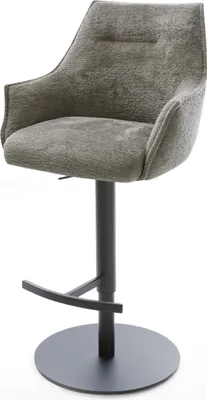 Immagine prodotto di Sgabello da bar DELIFE Alja-Flex Bouclé Soft Schlamm Base girevole regolabile in altezza Metallo Nero Molle insacchettate