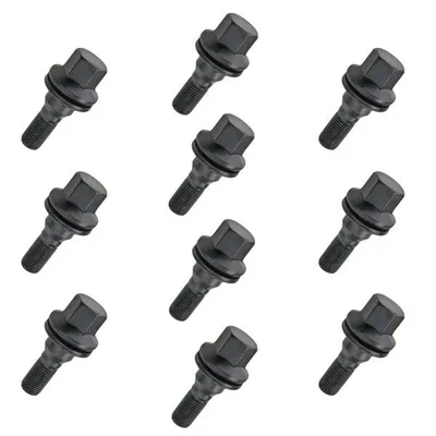 Produktbild von 10x Schwarz Flachbund Radschraube, M12x1.25, Gewindelänge: 19mm SW17, DACROMET
