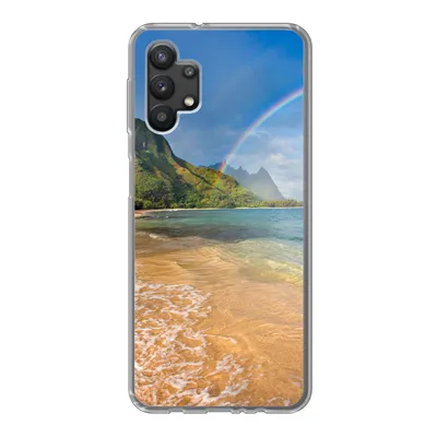Produktbild von MuchoWow® Handyhülle Schutzhülle Hülle für Samsung Galaxy A32 5G Ein schöner Regenbogen am Tunnels Beach in Hawaii Silikon Softcase Handy Hülle - Softcase