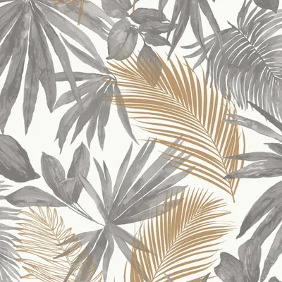 Produktbild von DUTCH WALLCOVERINGS Tapete Palmen-Motiv Grau und Beige
