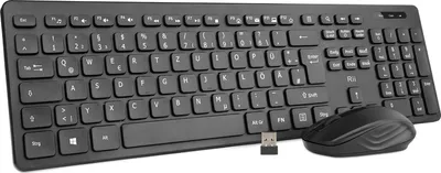 Produktbild von Kabelloses Tastatur-Maus-Set, kabellose Tastatur mit Maus, für PC/Laptop/Windows/Smart TV, deutsches Layout, schwarz