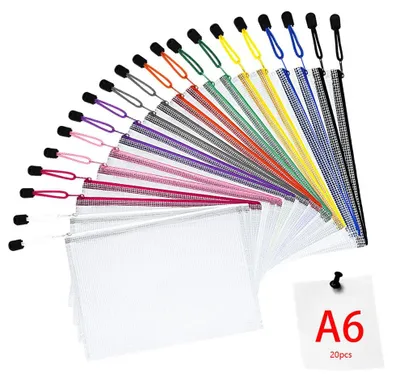 Produktbild von Dokumentenmappe A6 mit Reißverschluss, 20 Stück, Netzgewebe, Kunststoff, wasserdicht