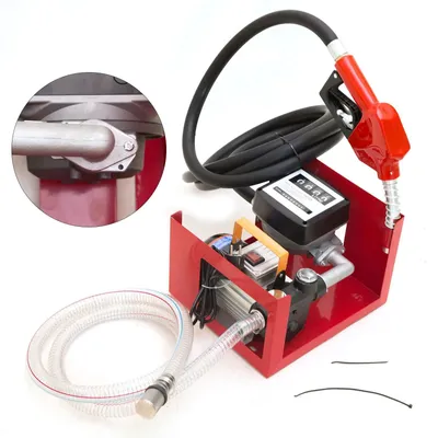 Image de Pompe diesel - Pompe à huile auto-amorçante - 220V - 60 L/min - Avec buse et tuyau - Rouge - Pompe à liquides