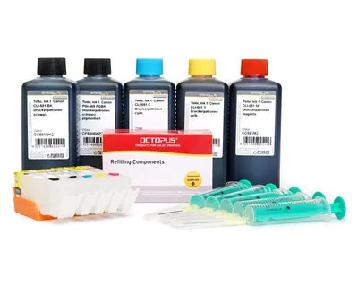 Produktbild von Fill In Patronen für Canon PGI-580, CLI-581 mit Permanentchip und Druckertinte (5 x 250ml)
