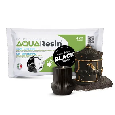 Produktbild von AQUA RESIN BLACK – Gips 6 kg Premium | Tiefschwarz Satiniert | Sicher, Ungiftig, Widerstandsfähig für Kunst & DIY